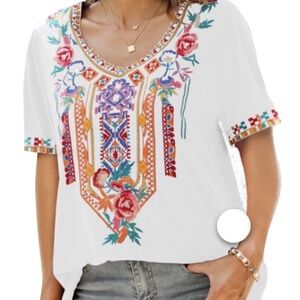 Laura Klein Boho Embroidered Blouse